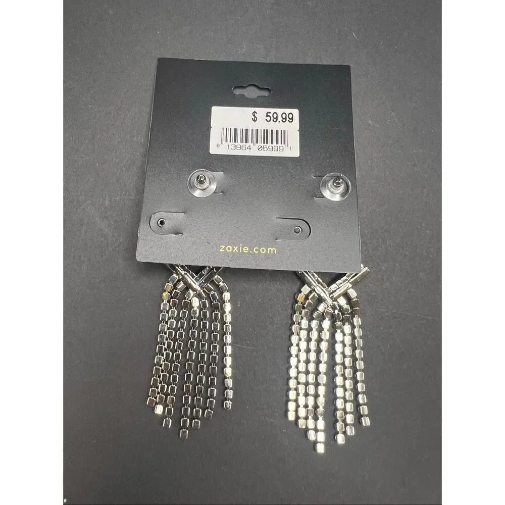 Z by Zaxie Clear Rhinestone Fringe Chandelier Drop Earrings